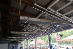 Heaters and Glass Doors for Deck Dining during bad weather.