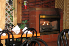 Seating by fireplace